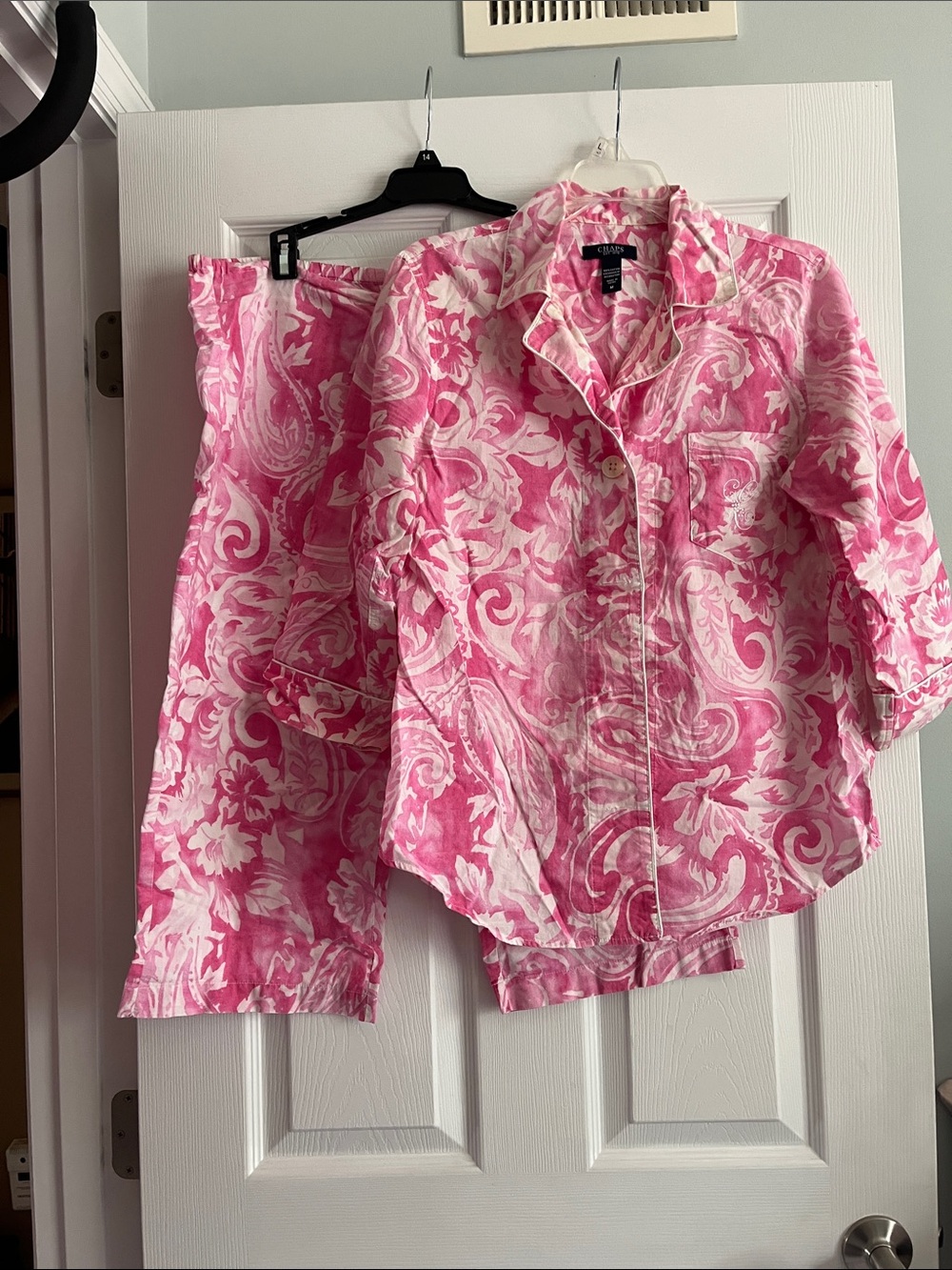 Chaps Pink & White Floral Paisley Pajama Set